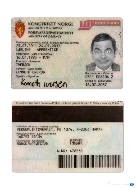 Download Norway ID kort card Photoshop template